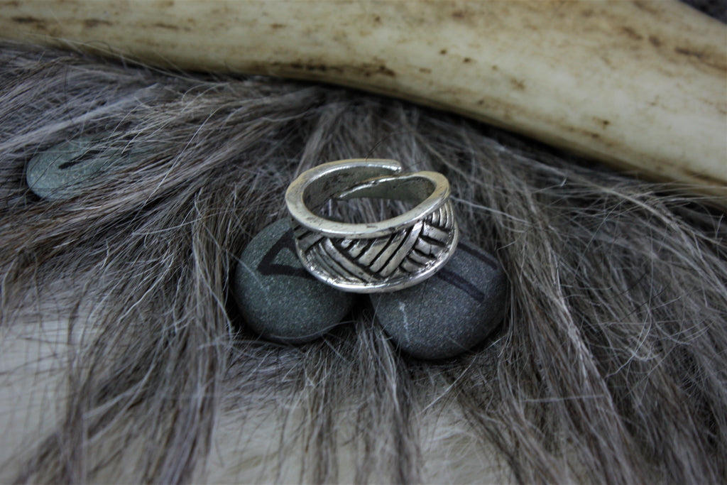 Crosshatch Viking Ring in Sterling Silver
