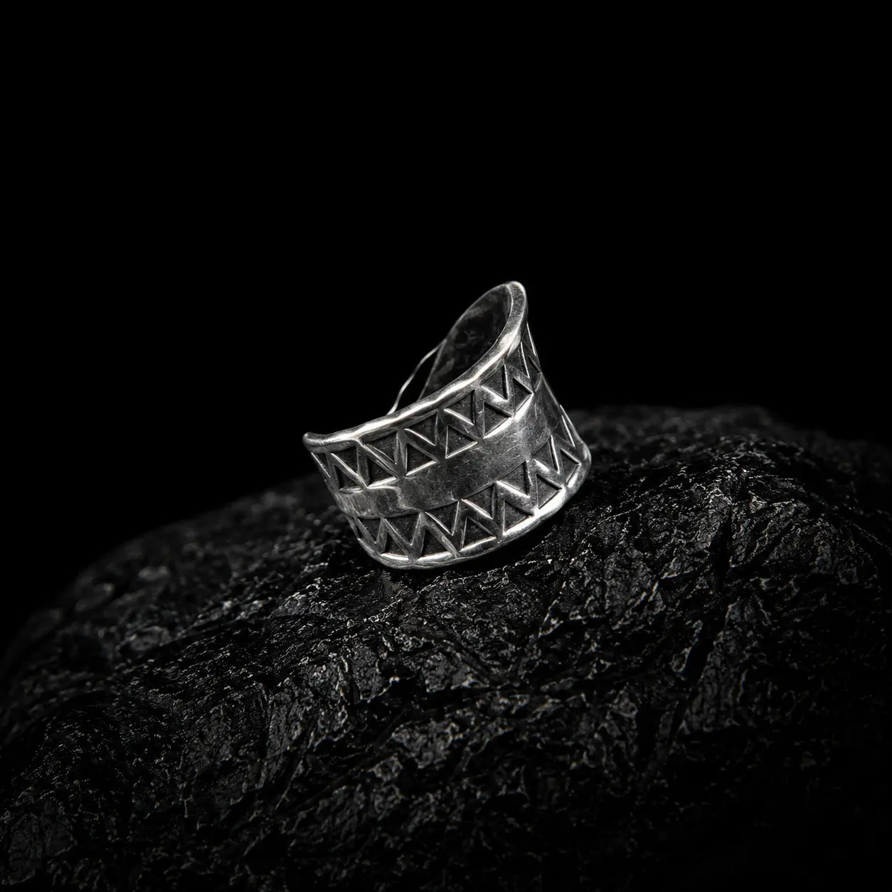 Stamped Adjustable Ring in Silver