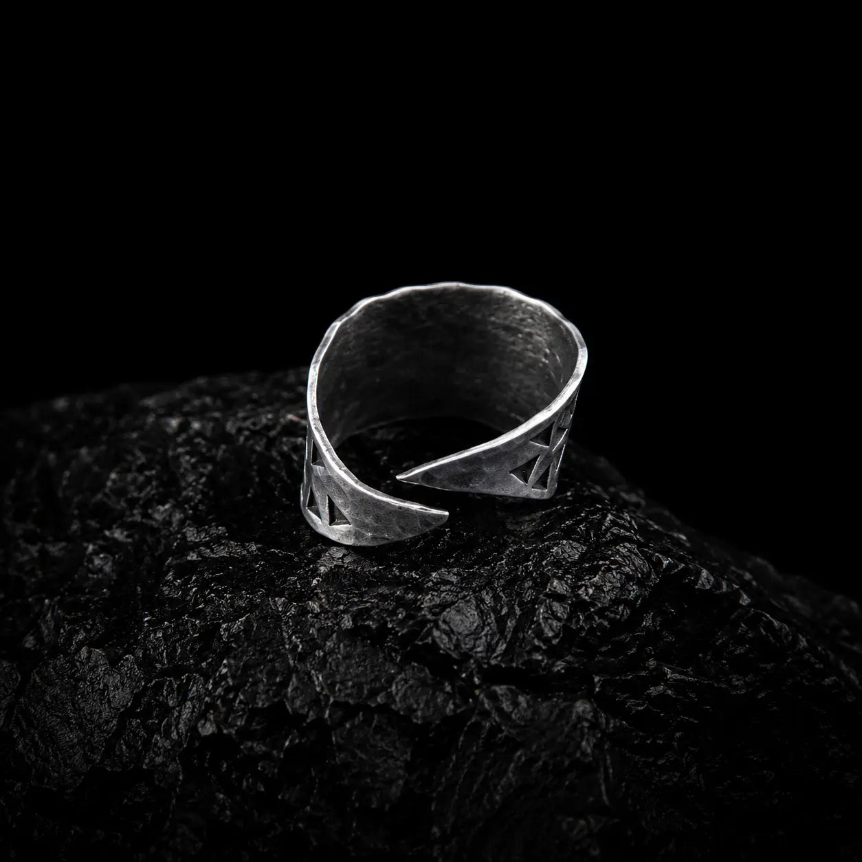 Stamped Adjustable Ring in Silver