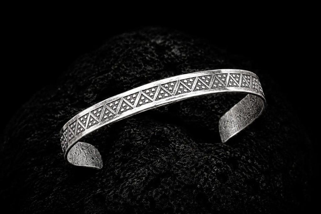 Thin Hand Stamped Silver Bracelet