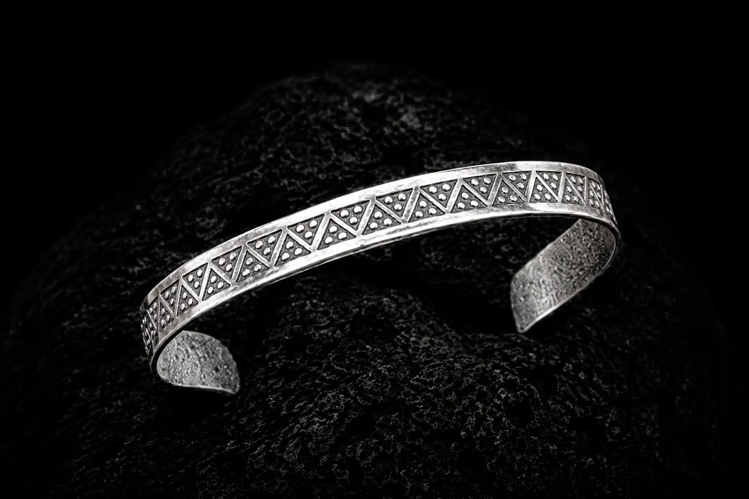Thin Hand Stamped Silver Bracelet