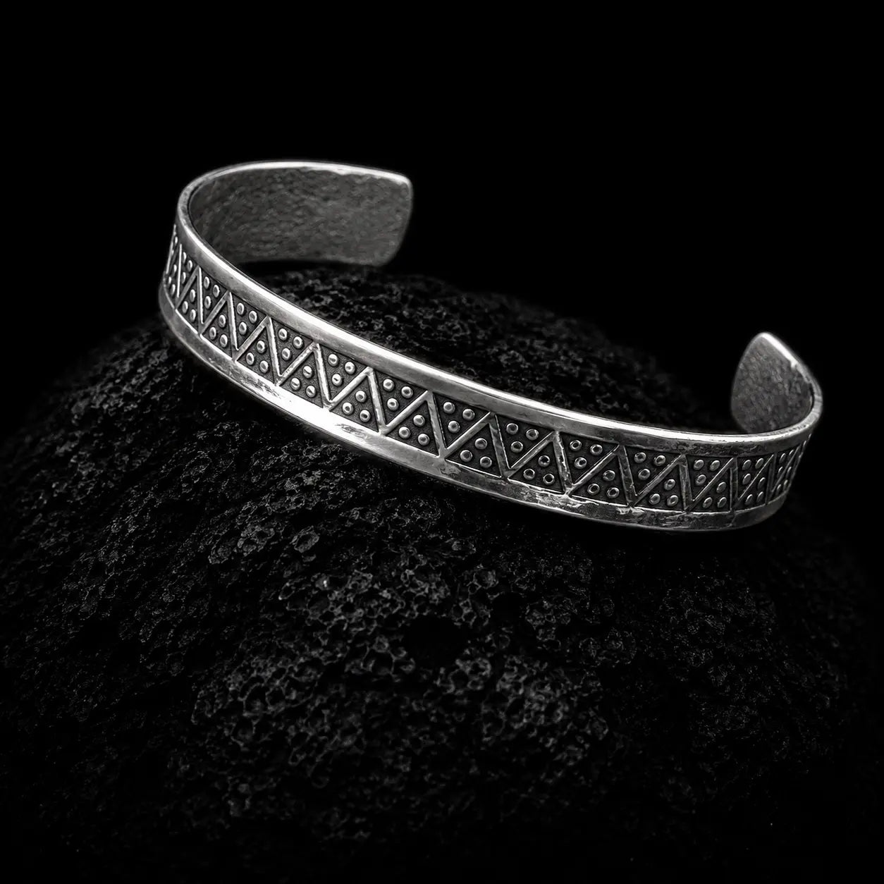 Thin Hand Stamped Silver Bracelet