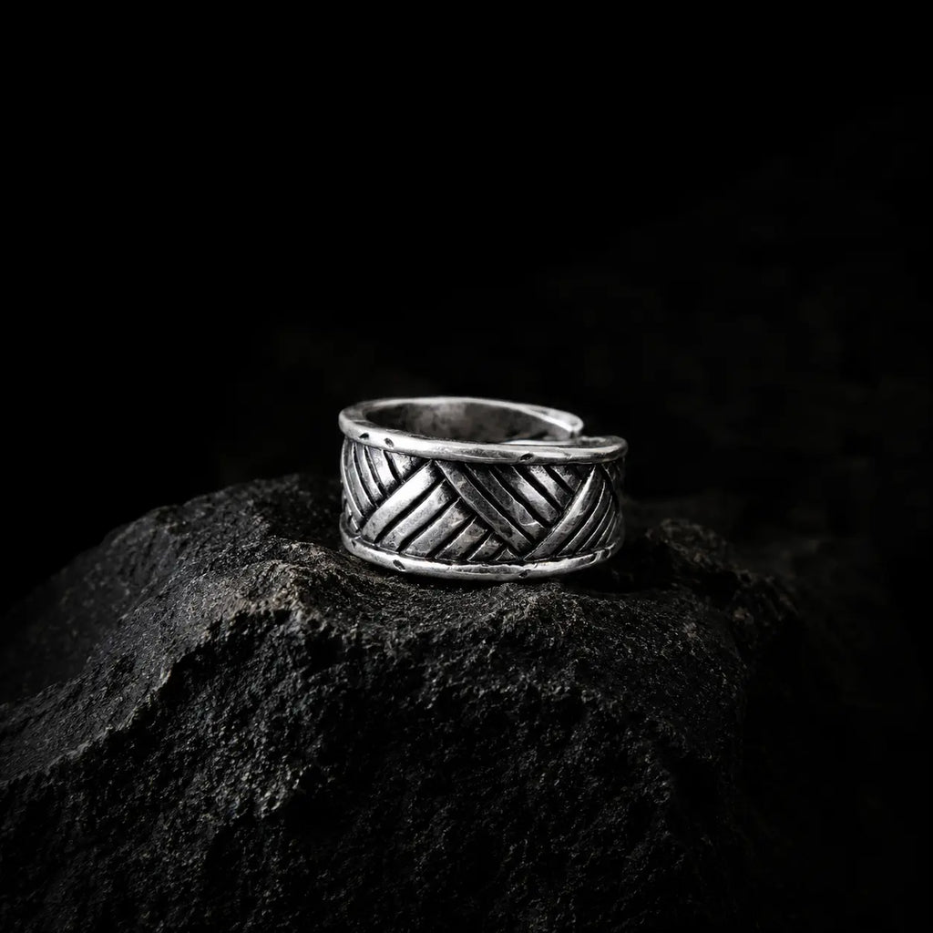 Crosshatch Viking Ring in Sterling Silver
