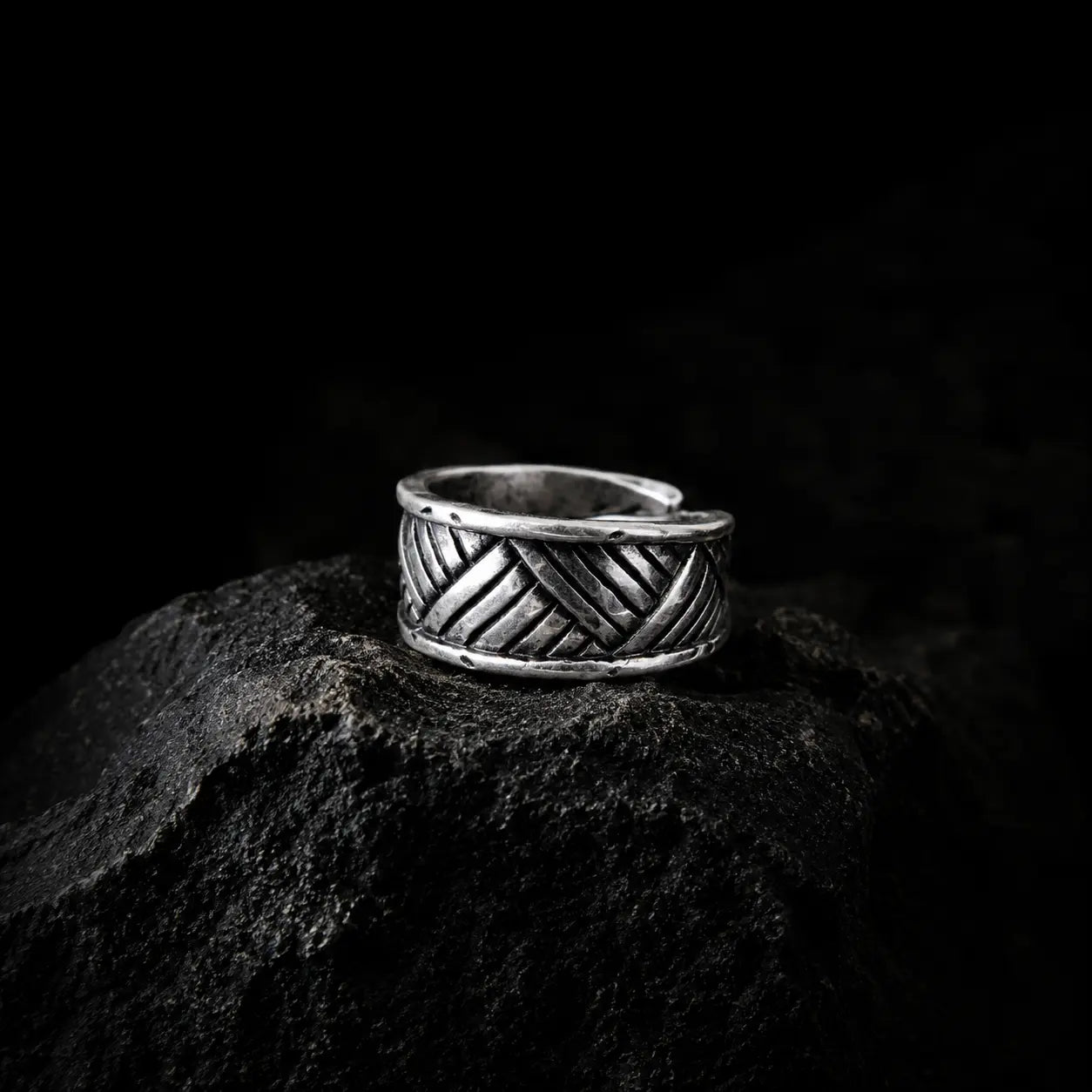 Crosshatch Viking Ring in Sterling Silver