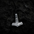 Stamped Thor's Hammer Necklace in Sterling Silver