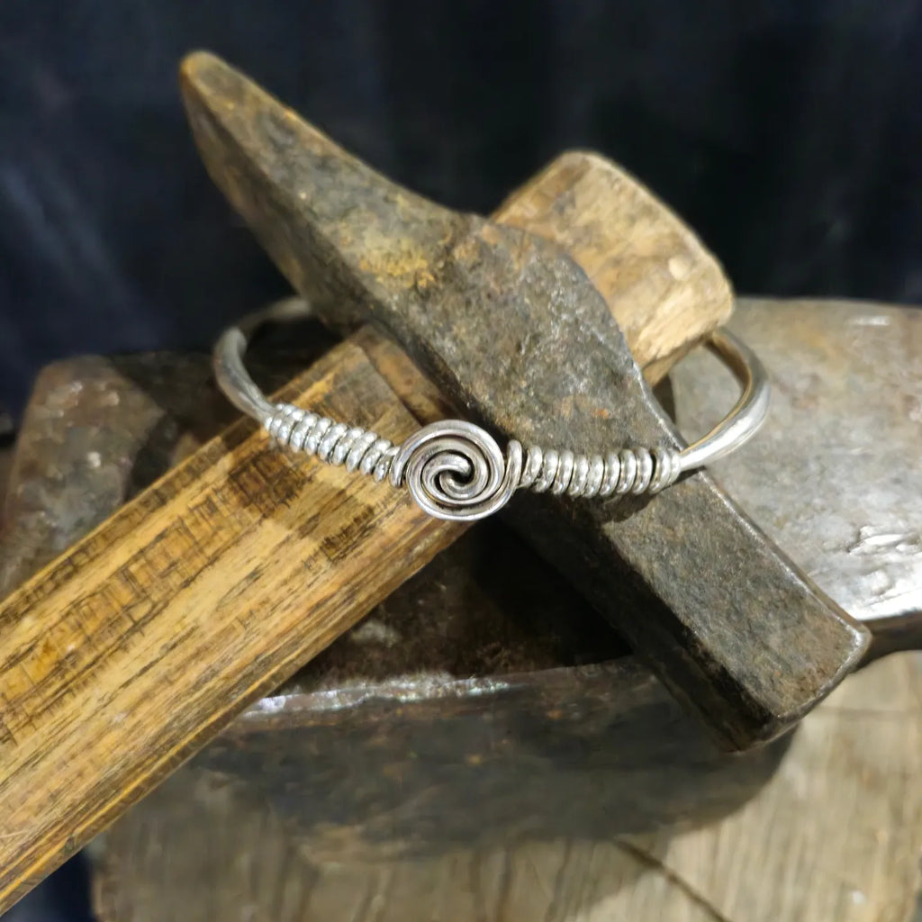 Viking spiral bracelet in sterling silver