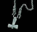 Pewter Uppsala Thors Hammer on Steel chain