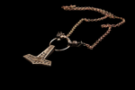 Stamped bronze Thor's Hammer on dragon chain