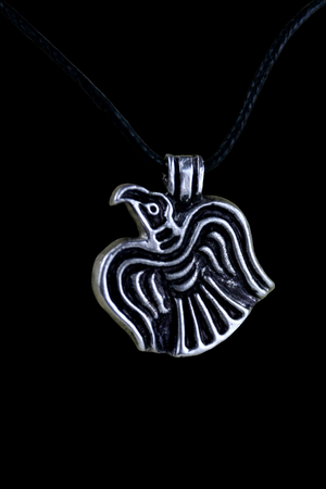 Silver odins raven pendant 