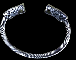 Viking pewter wolf head bracelet 