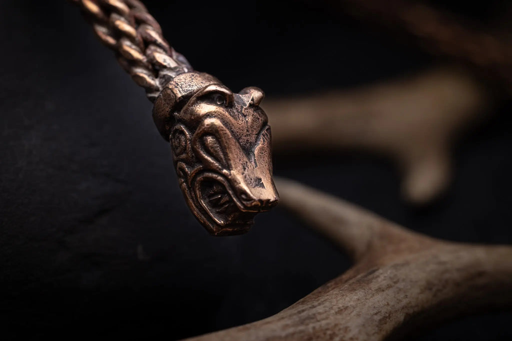 Viking Age Bear head Neck Torque Cast in Bronze 