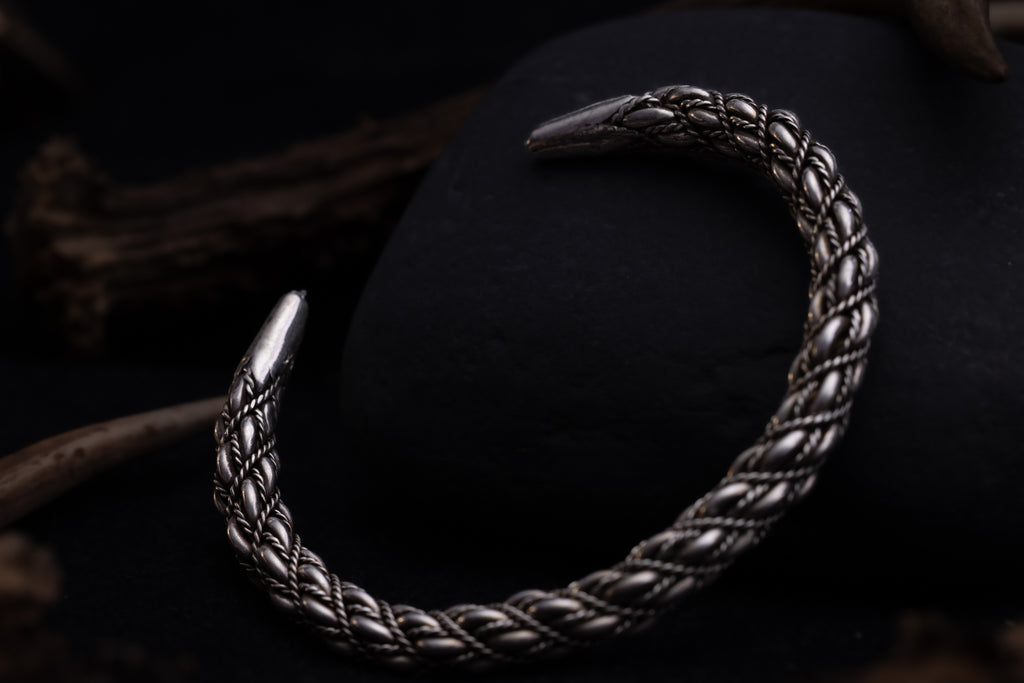 Gotland Style Woven Armring in Sterling Silver