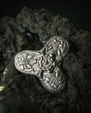 Viking jewelry trefoil brooch in silver