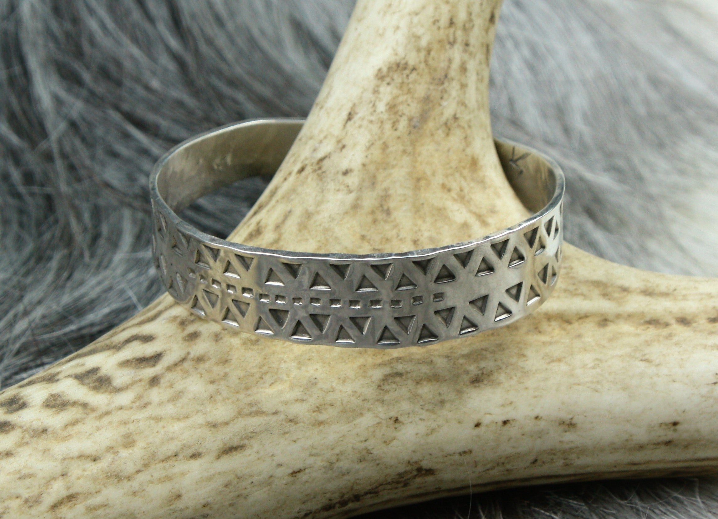 Hand Stamped Viking Arm Ring in Sterling Silver