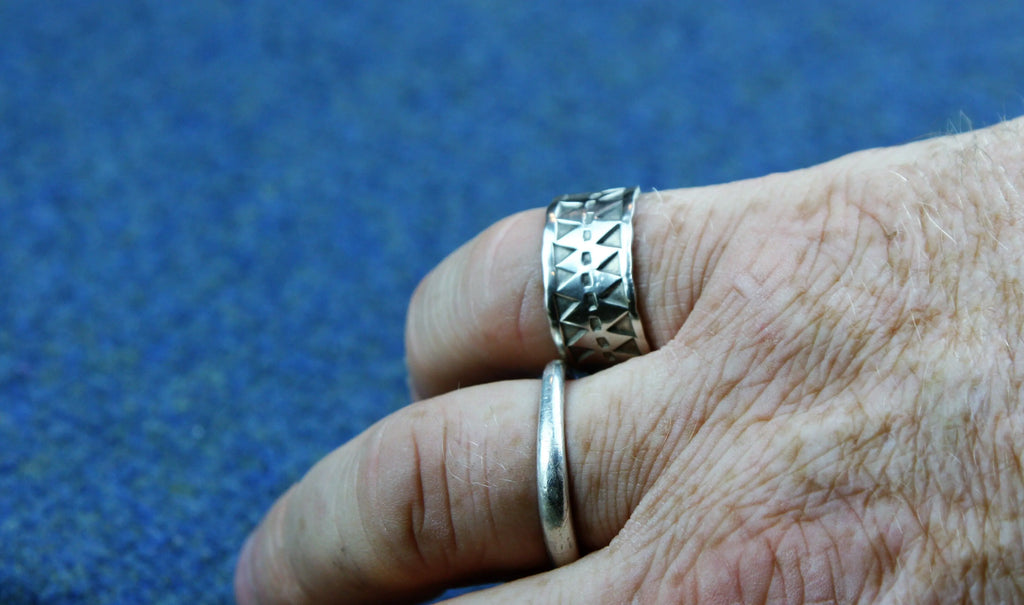 Silver Viking Ring on Finger