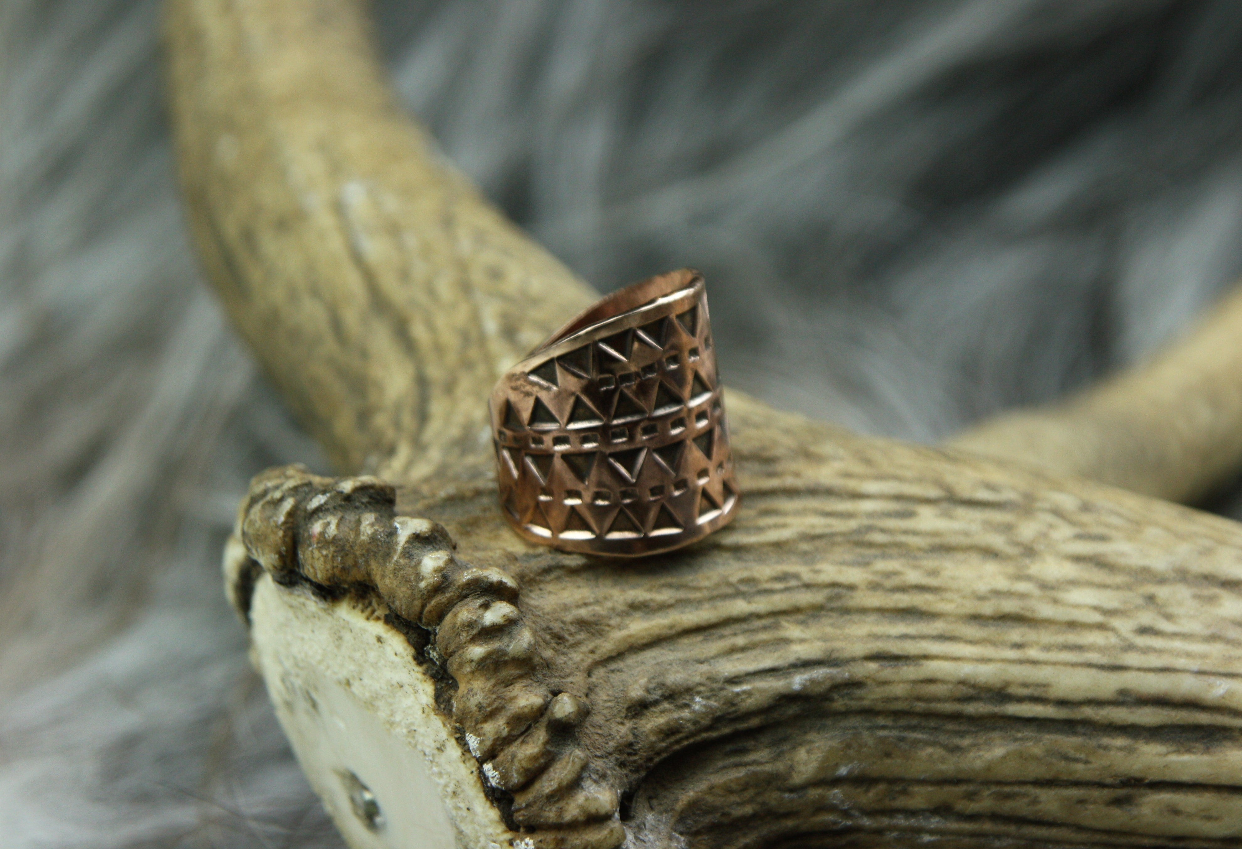 A beautiful Bronze Hand Stamped Ring made in high copper alloy.