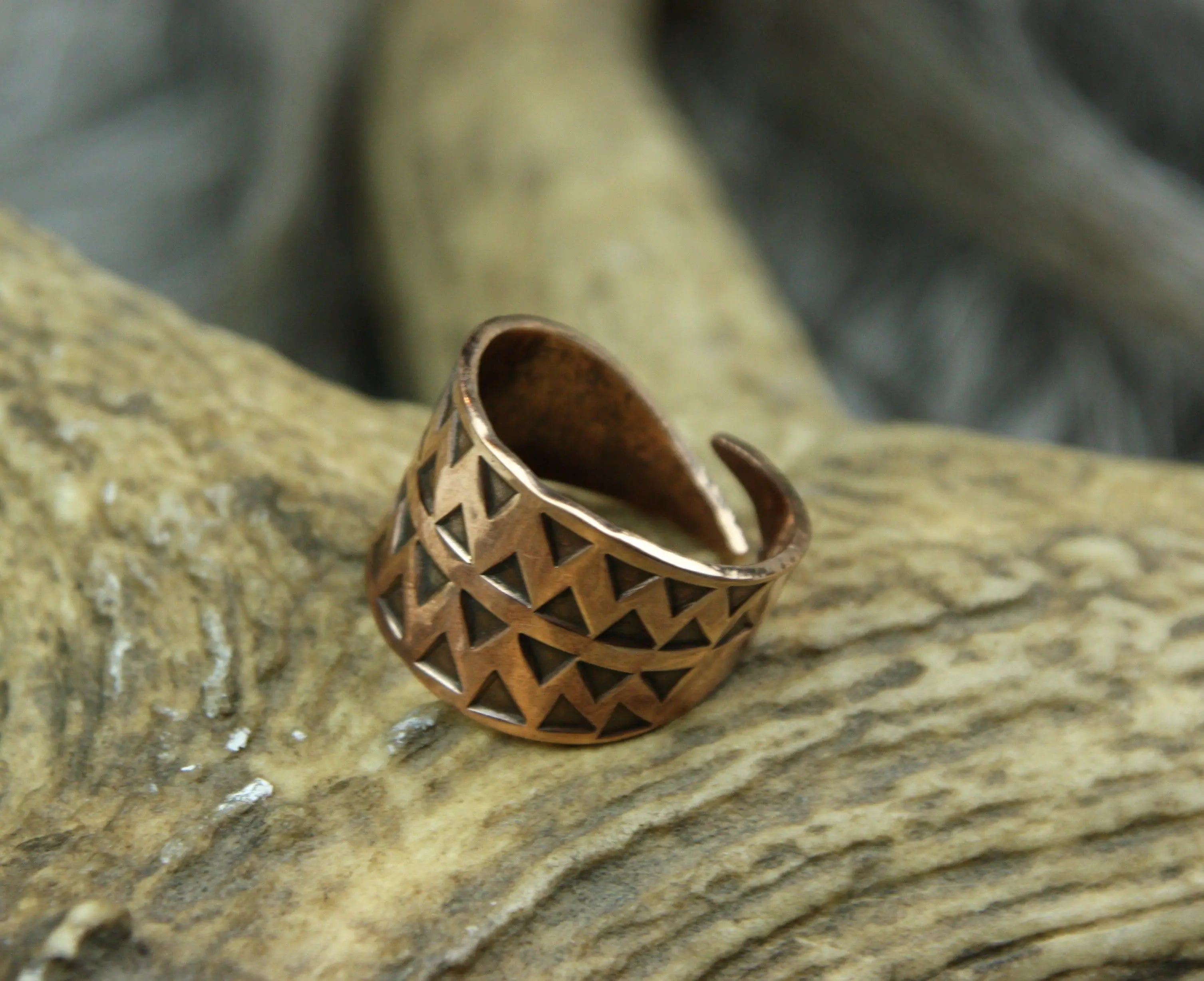 Hand Stamped Bronze Ring
