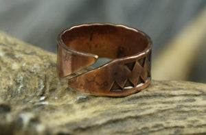Triangle Hand Stamped Bronze Ring