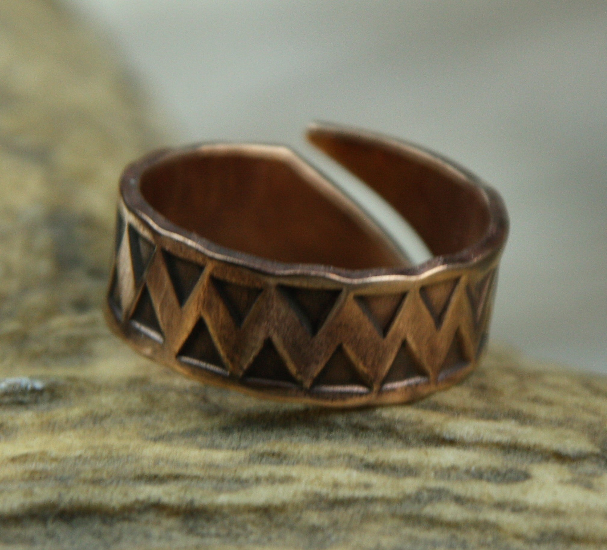 Triangle Hand Stamped Bronze Ring