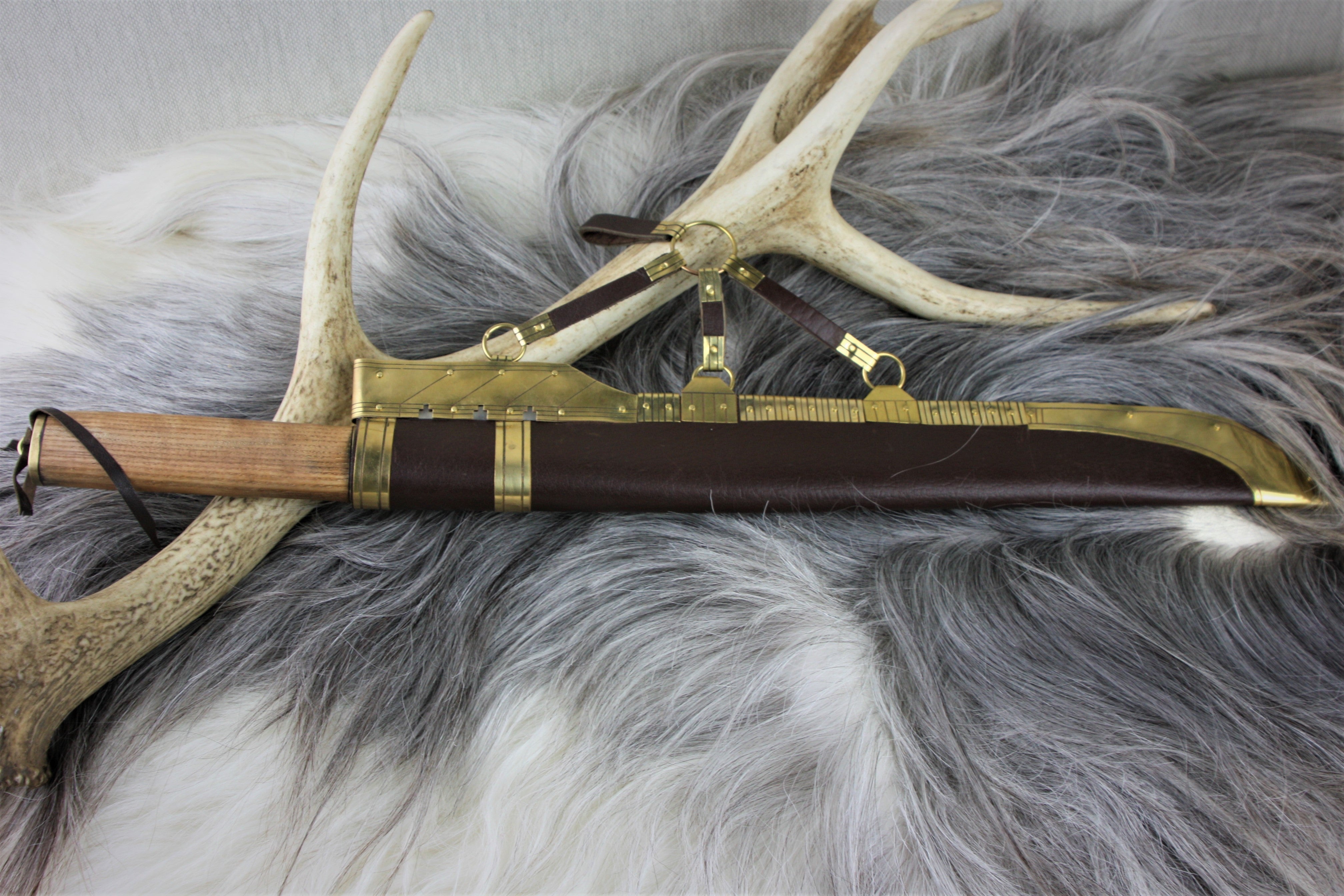 Reenactment Line seax with decorated scabbard