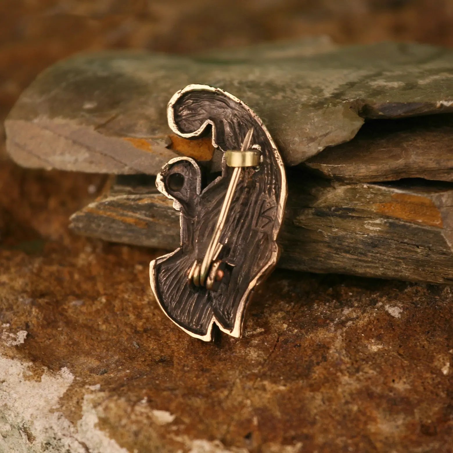 Bronze Raven Brooch