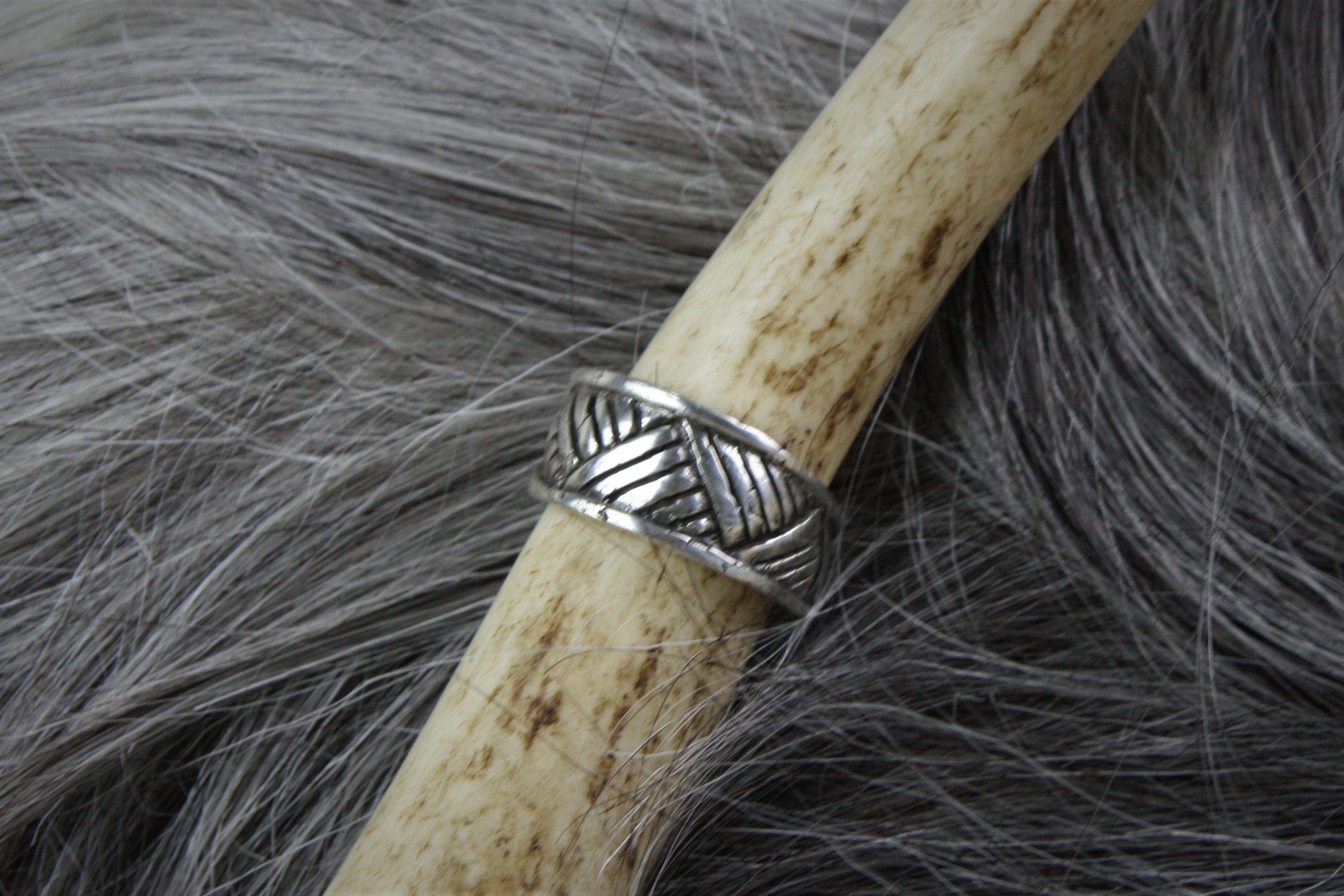 Crosshatch Viking Ring in Sterling Silver